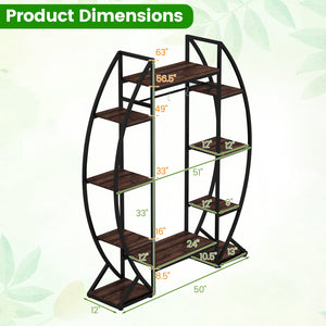 Indoor Plant Stand 63 inches Tall 10-Tier Corner Metal Plant Shelf Large Flowerpot Holder-Brown view 5