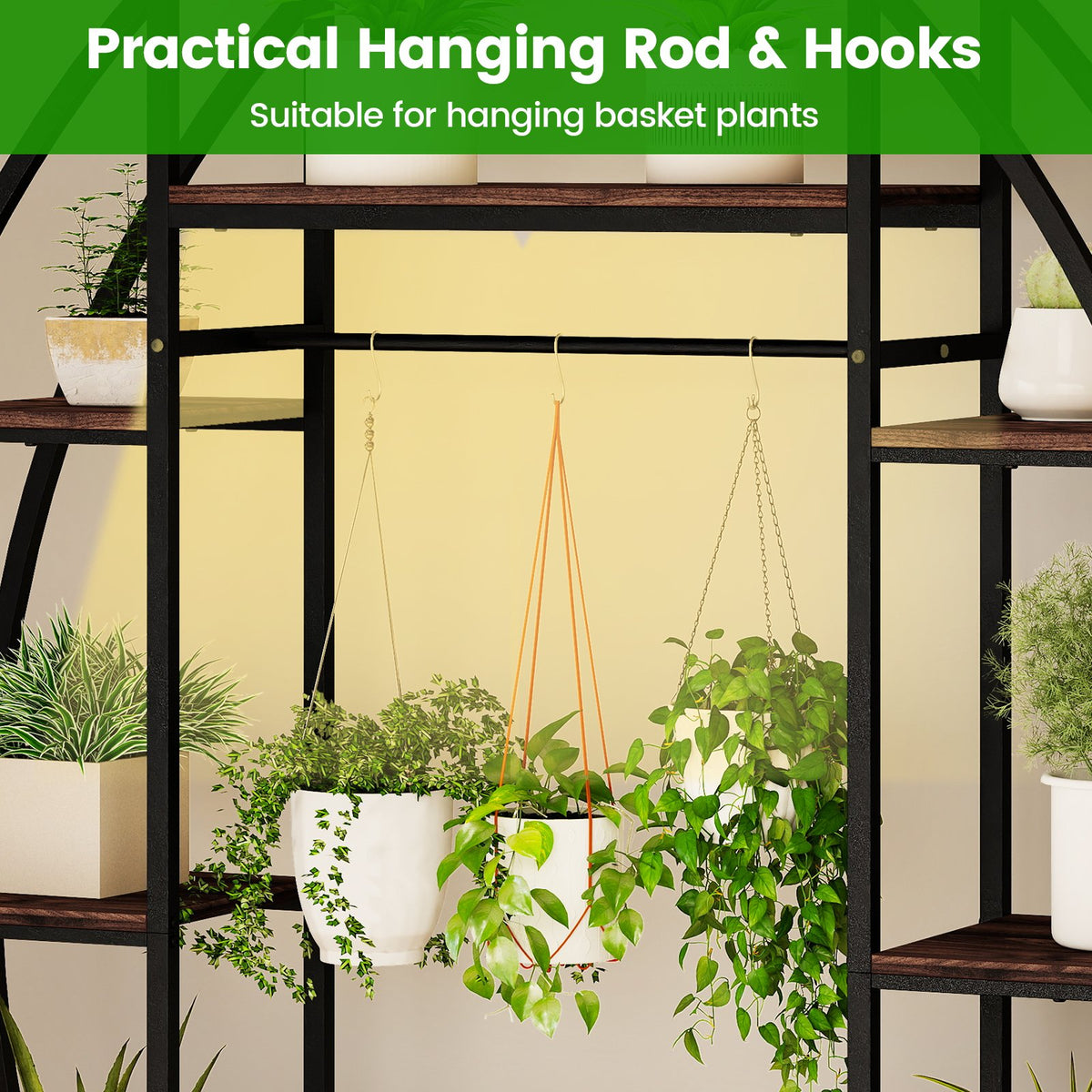 Indoor Plant Stand 63 inches Tall 10-Tier Corner Metal Plant Shelf Large Flowerpot Holder-Brown view 8