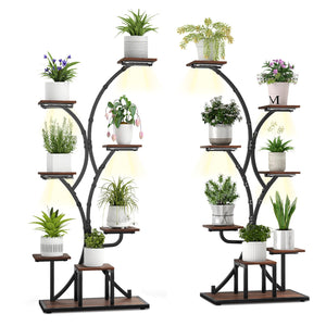 Indoor Plant Stand with Grow Lights 58 inches Tall 8-Tier Corner Metal Plant Shelf-Set of 2