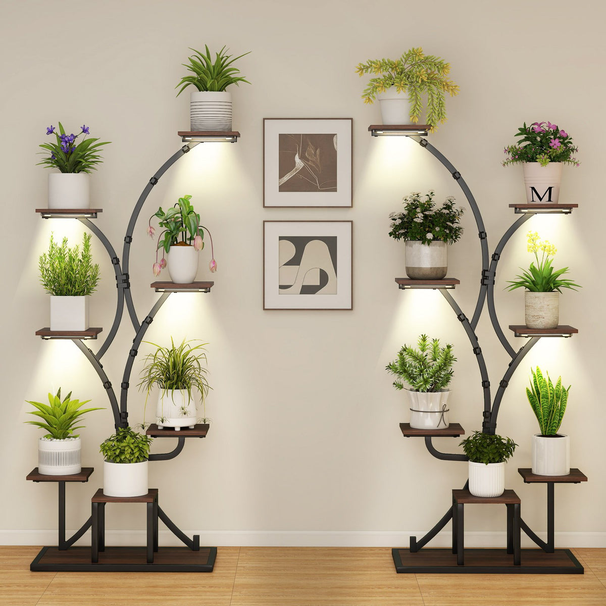 Indoor Plant Stand with Grow Lights 58 inches Tall 8-Tier Corner Metal Plant Shelf-Set of 2 view 3
