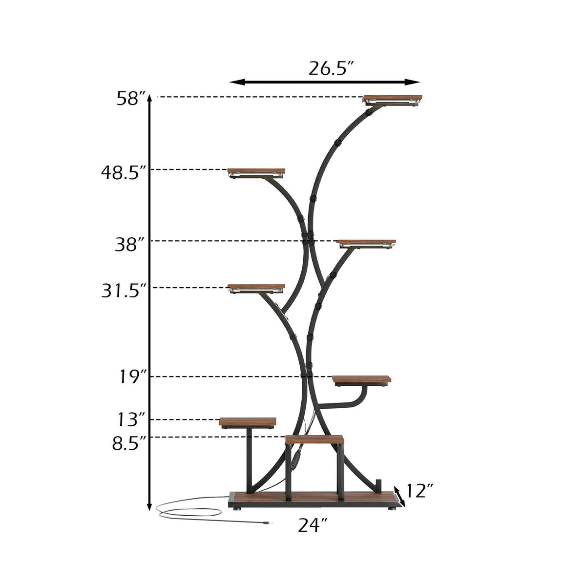 Indoor Plant Stand with Grow Lights 58 inches Tall 8-Tier Corner Metal Plant Shelf-Set of 2 view 5