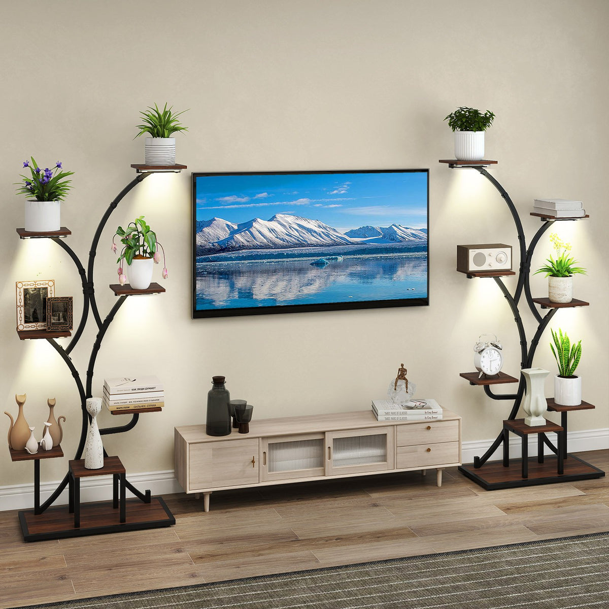 Indoor Plant Stand with Grow Lights 58 inches Tall 8-Tier Corner Metal Plant Shelf-Set of 2 view 6