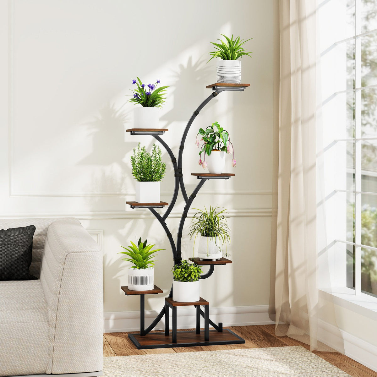 Indoor Plant Stand with Grow Lights 58 inches Tall 8-Tier Corner Metal Plant Shelf-Set of 2 view 7