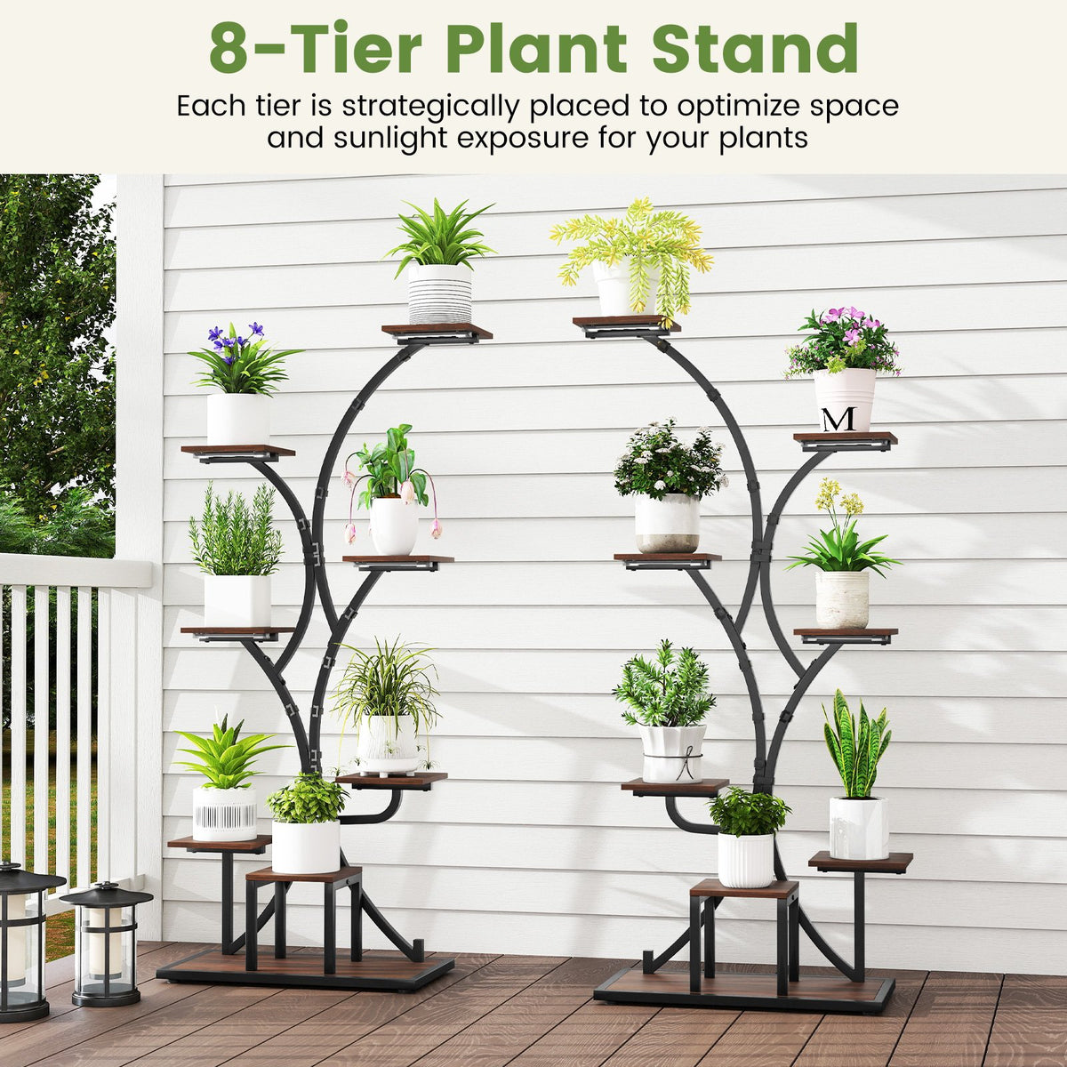 Indoor Plant Stand with Grow Lights 58 inches Tall 8-Tier Corner Metal Plant Shelf-Set of 2 view 8