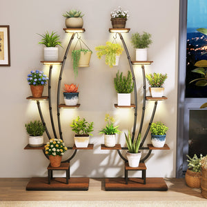 Indoor Plant Stand with Grow Lights Tall 8-Tier Corner Metal Plant Shelf-Set of 2 view 2