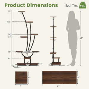 Indoor Plant Stand with Grow Lights Tall 8-Tier Corner Metal Plant Shelf-Set of 2 view 4