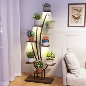 Indoor Plant Stand with Grow Lights Tall 8-Tier Corner Metal Plant Shelf-Set of 2 view 5