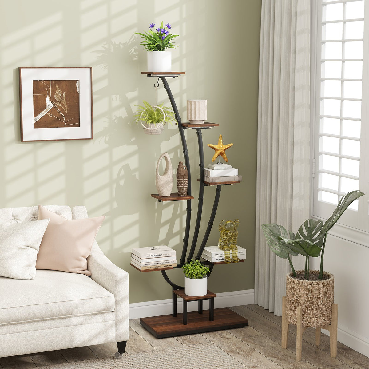 Indoor Plant Stand with Grow Lights Tall 8-Tier Corner Metal Plant Shelf-Set of 2 view 6