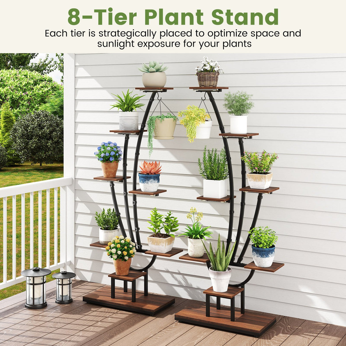 Indoor Plant Stand with Grow Lights Tall 8-Tier Corner Metal Plant Shelf-Set of 2 view 7