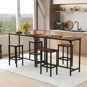 Industrial 3-Piece 47.5 inches Counter-Height Dining Table and 2 Bar Stools-Coffee view 3