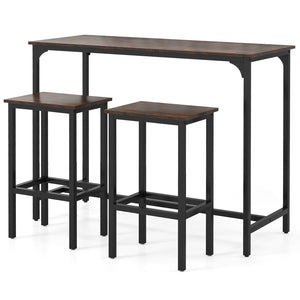 Industrial 3-Piece 47.5 inches Counter-Height Dining Table and 2 Bar Stools-Coffee view 4