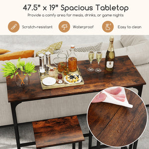 Industrial 3-Piece 47.5 inches Counter-Height Dining Table and 2 Bar Stools-Coffee view 7