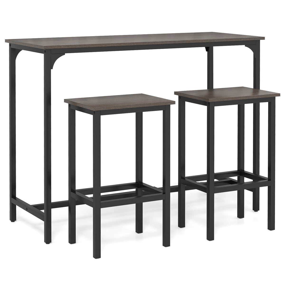 Industrial 3-Piece 47.5 inches Counter-Height Dining Table and 2 Bar Stools-Gray view 4