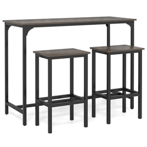Industrial 3-Piece 47.5 inches Counter-Height Dining Table and 2 Bar Stools-Gray view 4