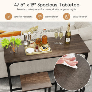 Industrial 3-Piece 47.5 inches Counter-Height Dining Table and 2 Bar Stools-Gray view 7