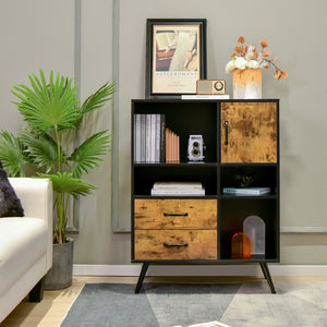 Industrial Buffet Sideboard Kitchen Cupboard with Cubbies Drawers-Rustic Brown view 8
