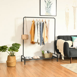 Heavy Duty Clothes Stand Rack with Top Rod and Lower Storage Shelf view 2
