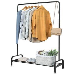 Heavy Duty Clothes Stand Rack with Top Rod and Lower Storage Shelf view 4