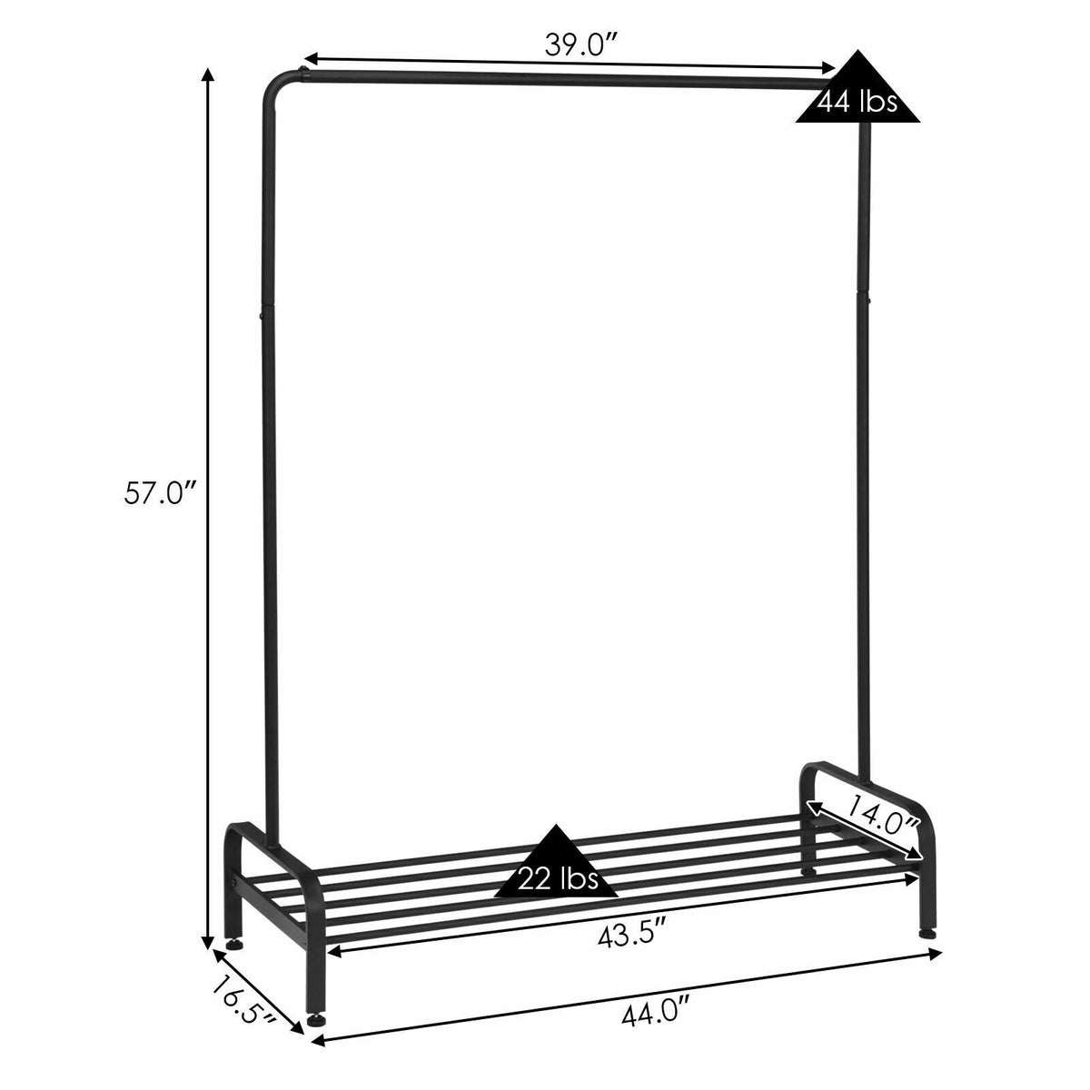 Heavy Duty Clothes Stand Rack with Top Rod and Lower Storage Shelf view 5