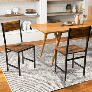 Industrial Kitchen Side Chairs Set of 2 with Metal Legs and Slanted Back-Rustic Brown view 2