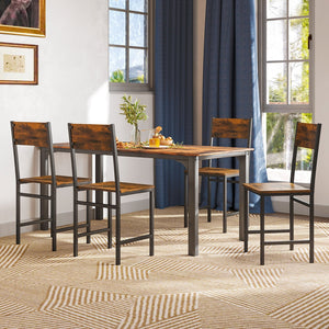 Industrial Kitchen Side Chairs Set of 2 with Metal Legs and Slanted Back-Rustic Brown view 3