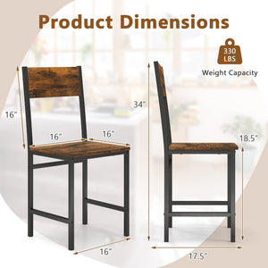 Industrial Kitchen Side Chairs Set of 2 with Metal Legs and Slanted Back-Rustic Brown view 4