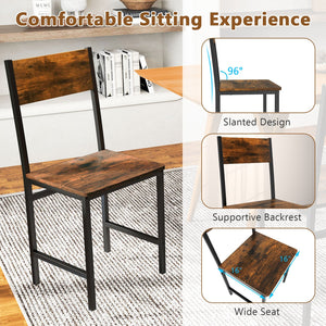 Industrial Kitchen Side Chairs Set of 2 with Metal Legs and Slanted Back-Rustic Brown view 6