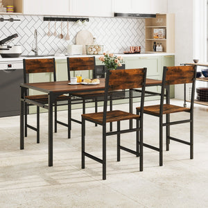 Industrial Kitchen Side Chairs Set of 2 with Metal Legs and Slanted Back-Rustic Brown view 7