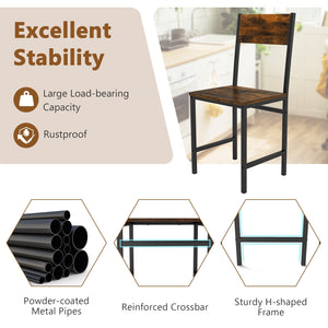 Industrial Kitchen Side Chairs Set of 2 with Metal Legs and Slanted Back-Rustic Brown view 8