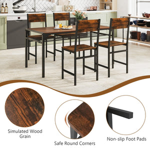 Industrial Kitchen Side Chairs Set of 2 with Metal Legs and Slanted Back-Rustic Brown view 9