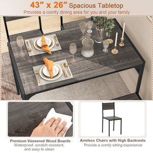 Industrial Style Rectangular Kitchen Table with Bench and Chairs-Gray view 7