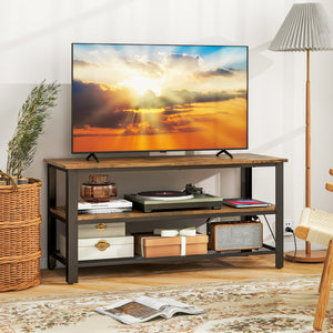 Industrial TV Stand up to 50 Inches with Power Outlets and USB Ports-Rustic Brown view 2