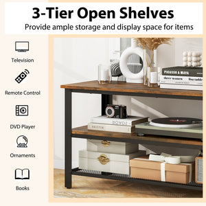 Industrial TV Stand up to 50 Inches with Power Outlets and USB Ports-Rustic Brown view 6