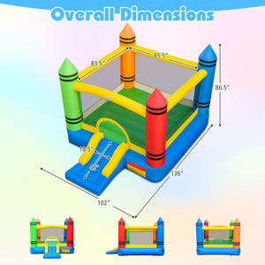 Inflatable Bounce House 2-in-1 Crayon Themed Kids Bouncer with 550W Blower view 5
