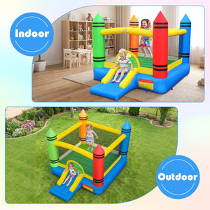 Inflatable Bounce House 2-in-1 Crayon Themed Kids Bouncer with 550W Blower view 6