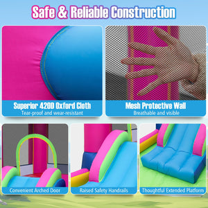 Inflatable Bounce House 4-in-1 Kids Princess-themed Bouncer Blow-up Bouncy Castle view 6