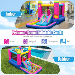 Inflatable Bounce House 4-in-1 Kids Princess-themed Bouncer Blow-up Bouncy Castle view 7