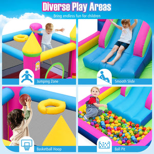 Inflatable Bounce House 4-in-1 Kids Princess-themed Bouncer Blow-up Bouncy Castle view 8