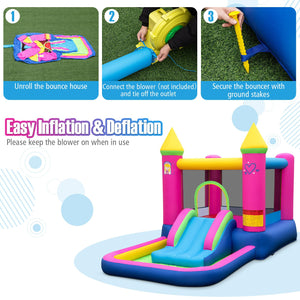 Inflatable Bounce House 4-in-1 Kids Princess-themed Bouncer Blow-up Bouncy Castle view 9