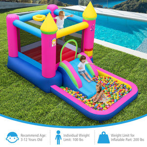 Inflatable Bounce House 4-in-1 Kids Princess-themed Bouncer Blow-up Bouncy Castle with 480 Blower view 4