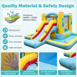 Inflatable Bounce House 7-in-1 Bouncy Castle with Slide and Tunnel without Blower view 8