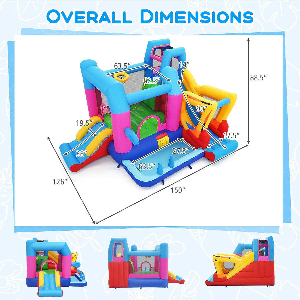 Inflatable Bounce House 8-in-1 Excavator Themed Kids Bouncer view 4