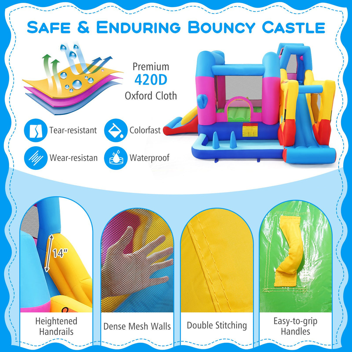 Inflatable Bounce House 8-in-1 Excavator Themed Kids Bouncer view 6
