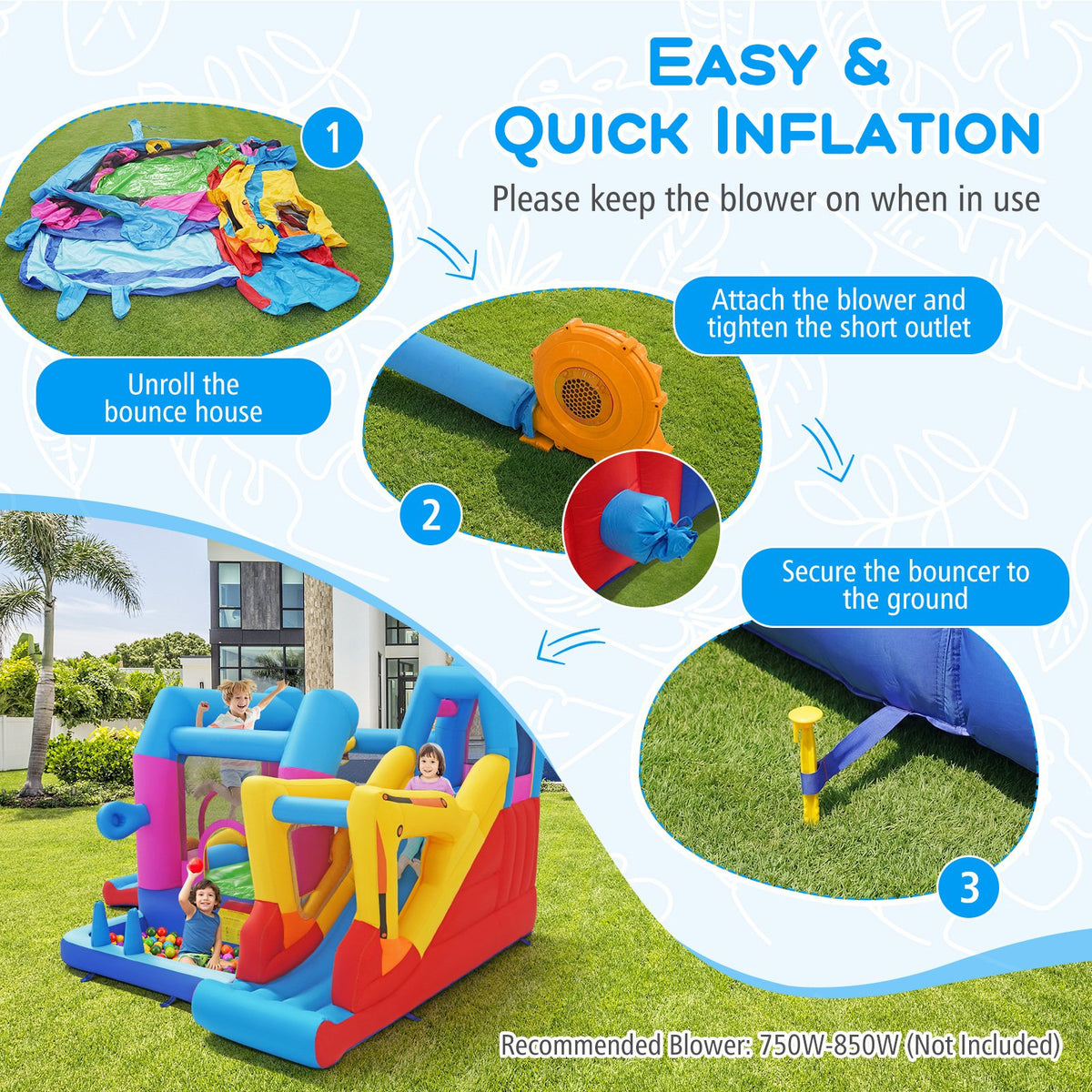Inflatable Bounce House 8-in-1 Excavator Themed Kids Bouncer view 8