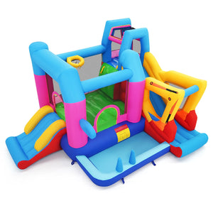 Inflatable Bounce House 8-in-1 Excavator Themed Kids Bouncer with 750W Blower view 3