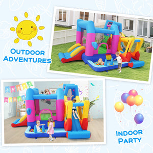 Inflatable Bounce House 8-in-1 Excavator Themed Kids Bouncer with 750W Blower view 6