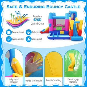 Inflatable Bounce House 8-in-1 Excavator Themed Kids Bouncer with 750W Blower view 7