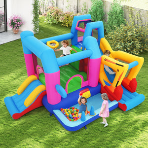 Inflatable Bounce House 8-in-1 Excavator Themed Kids Bouncer with 780W Blower view 2