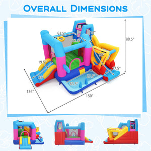 Inflatable Bounce House 8-in-1 Excavator Themed Kids Bouncer with 780W Blower view 4