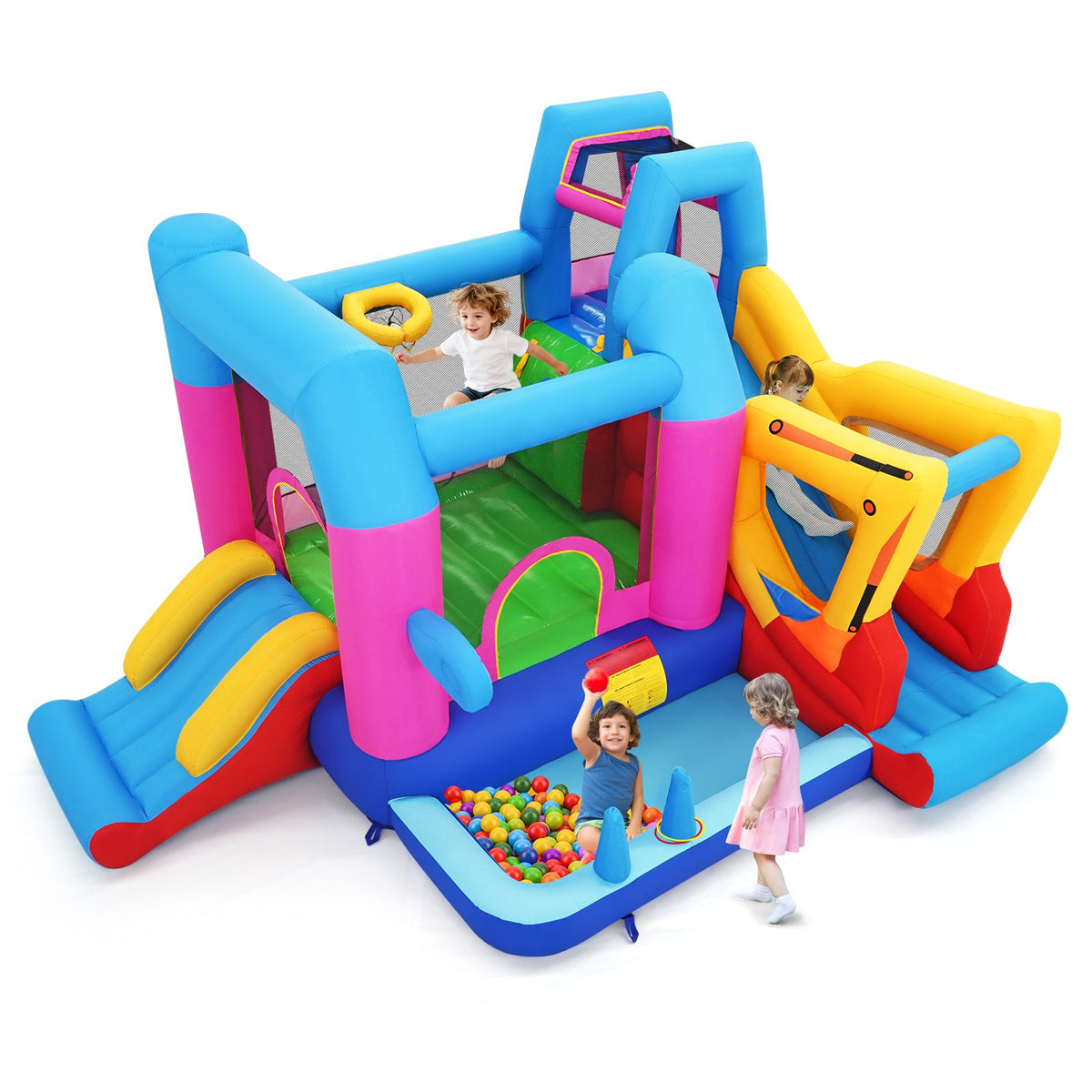 Inflatable Bounce House 8-in-1 Excavator Themed Kids Bouncer with 780W Blower view 5